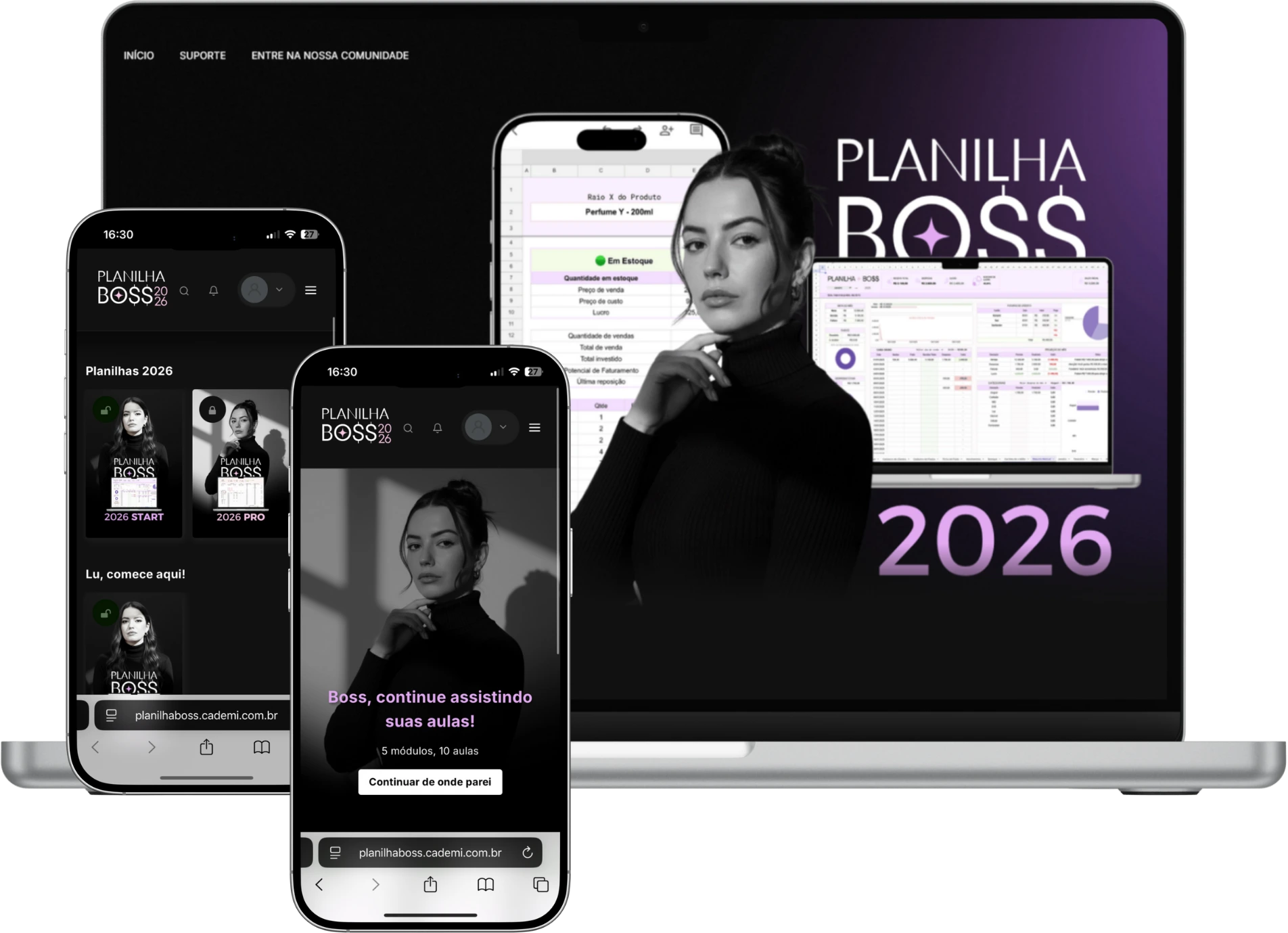 Mockup das Videoaulas Planilha BO$$